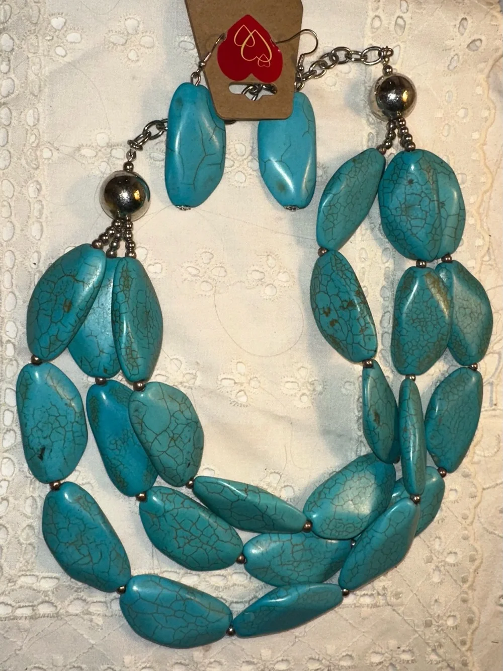 paparazzi Zi Turquoise Blue Multi-Strand Beaded Necklace with Drop Earrings